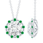 Certified Lab 2 Carat Round Diamond Halo Necklace With Emerald