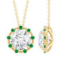 Certified Lab 2 Carat Round Diamond Halo Necklace With Emerald