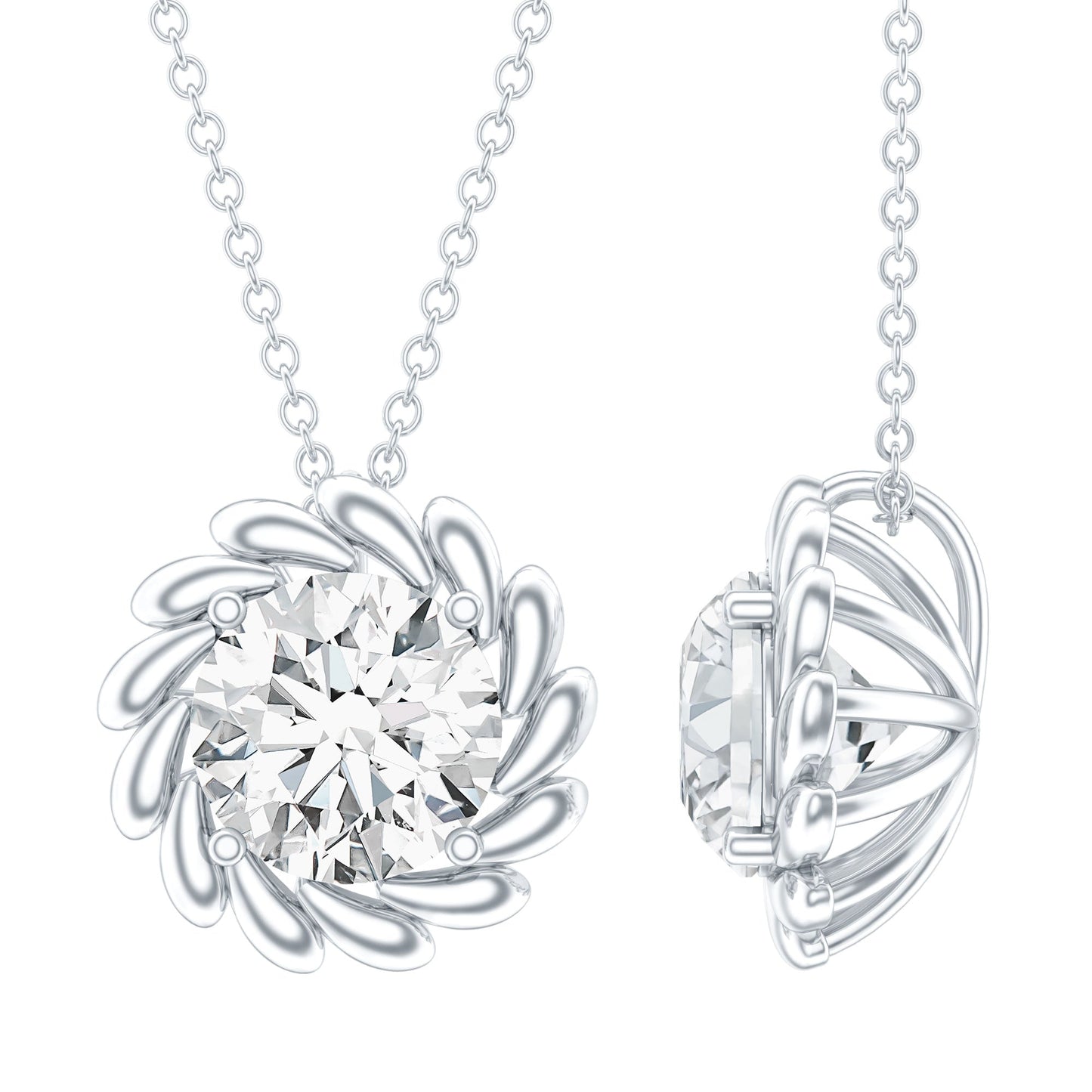 2 Carat Lab Grown Diamond Solitaire Necklace For Women