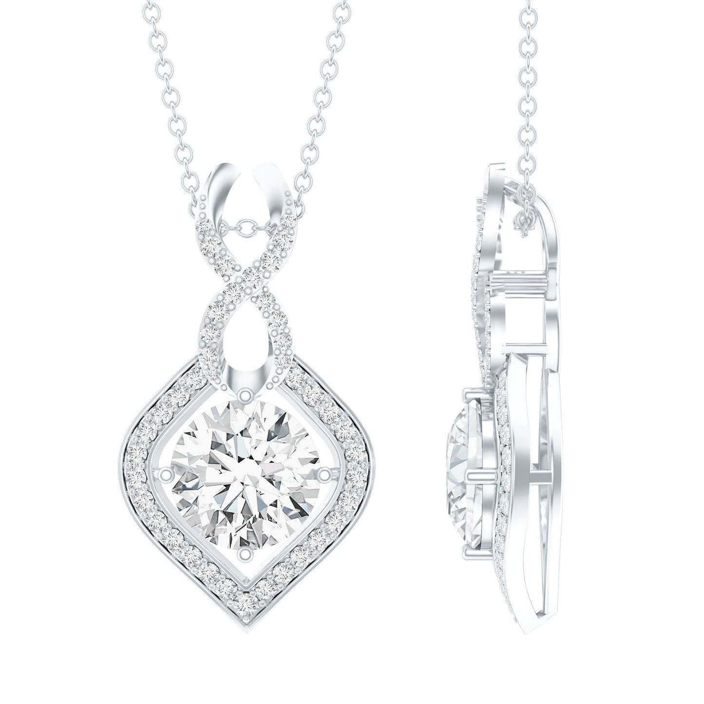 2 Carat Round Lab Grown Diamond Infinity Loop Necklace