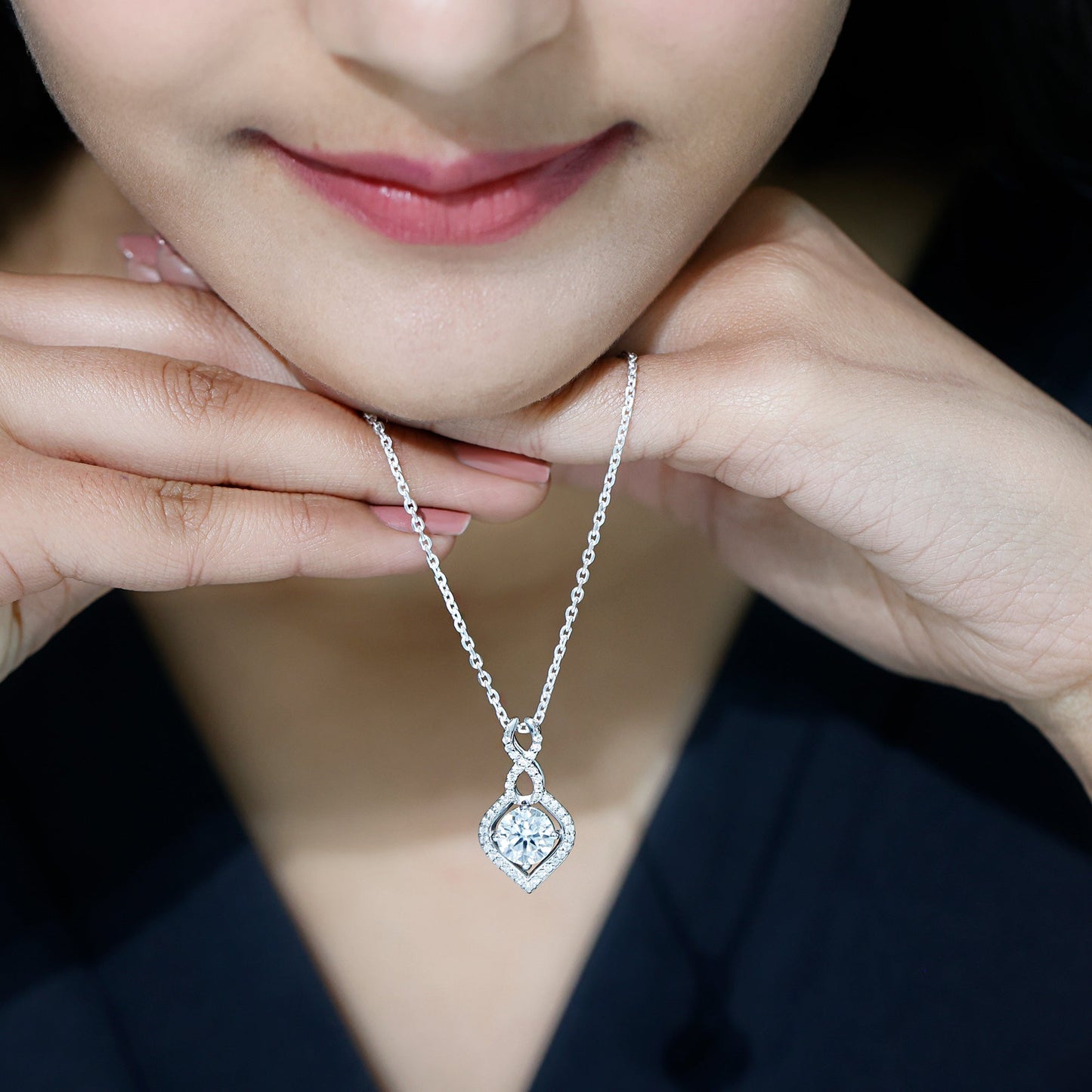 2 Carat Round Lab Grown Diamond Infinity Loop Necklace