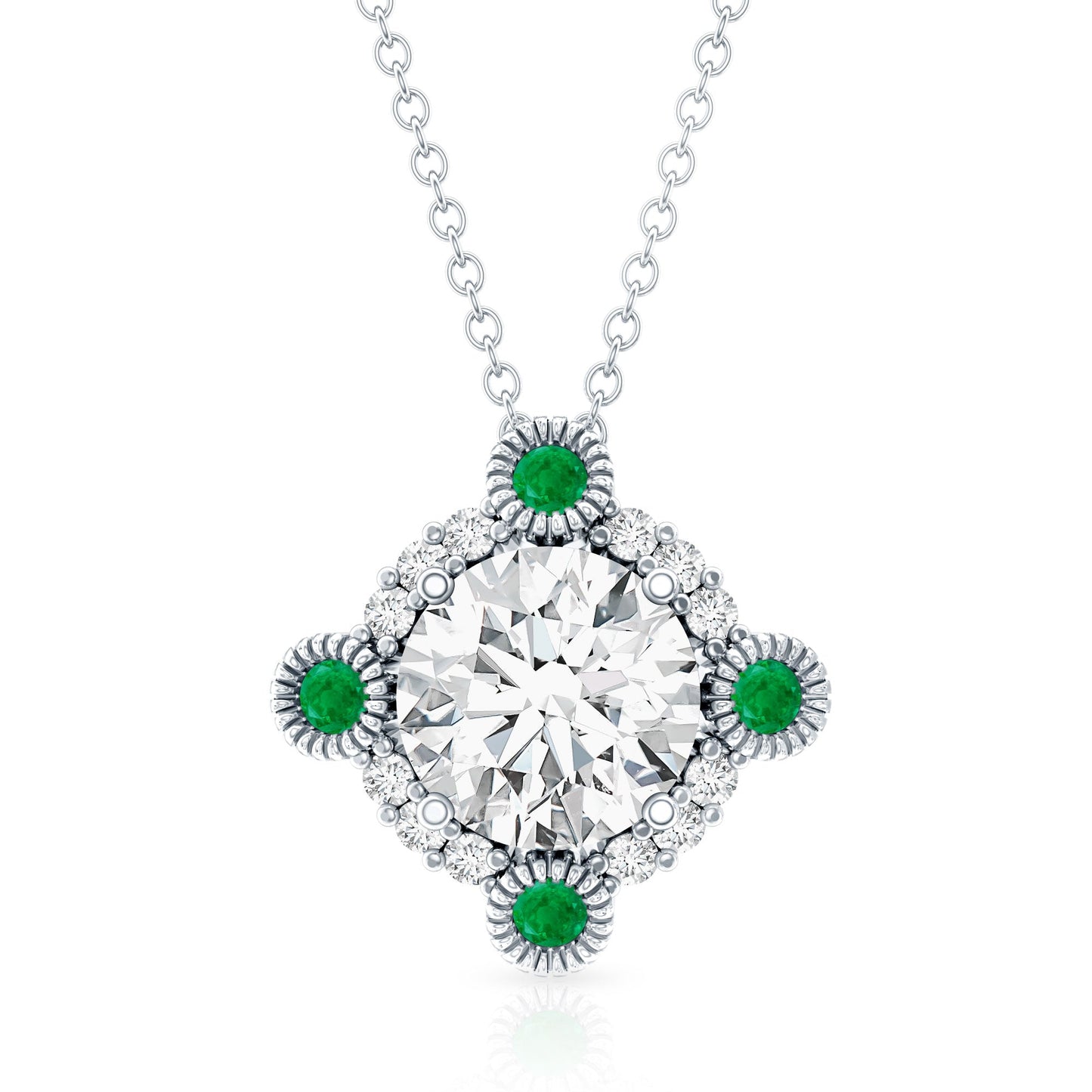 Lab Grown Diamond Bridal Necklace With Emerald