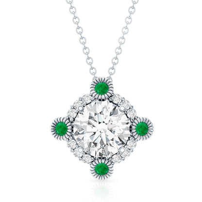 Lab Grown Diamond Bridal Necklace With Emerald