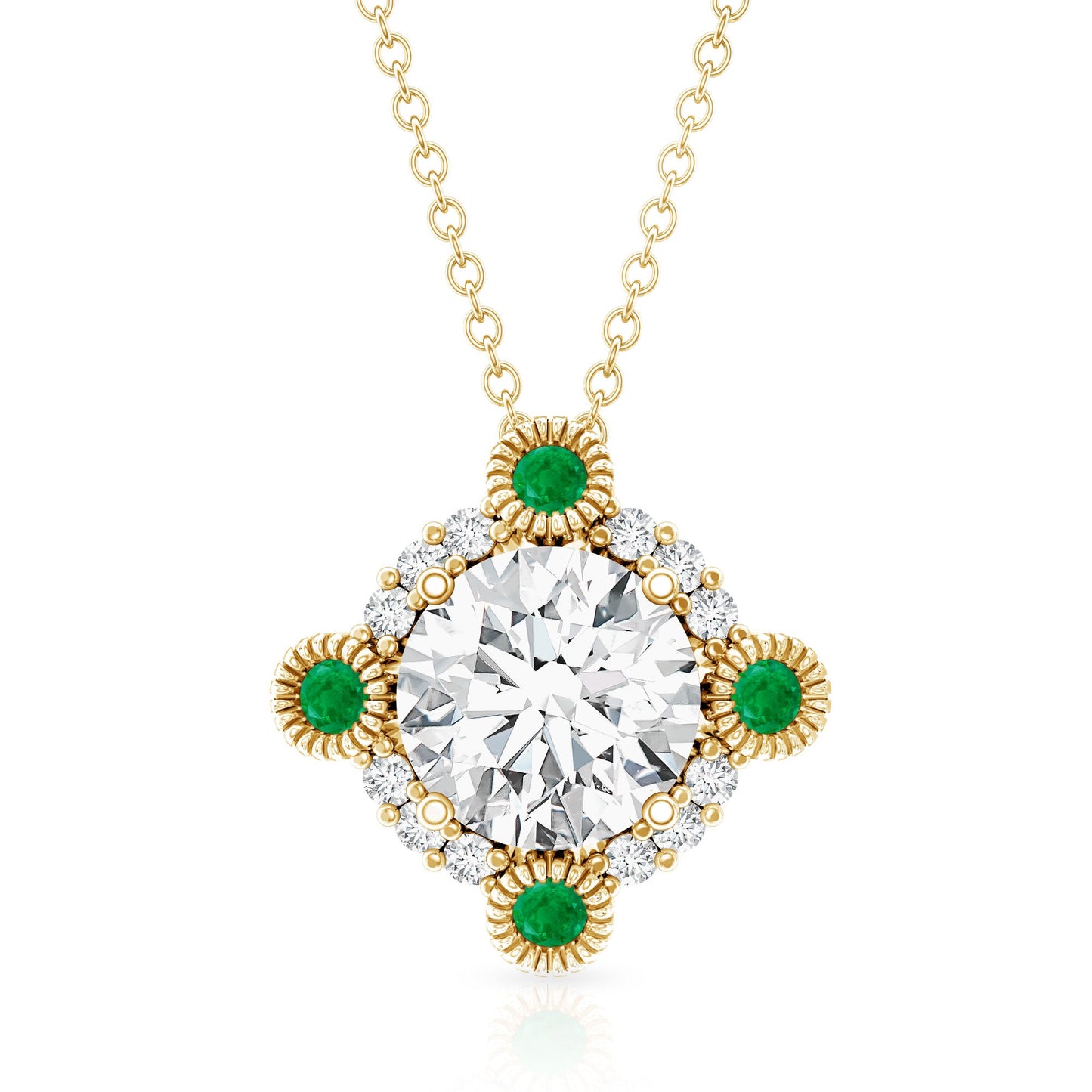 Lab Grown Diamond Bridal Necklace With Emerald