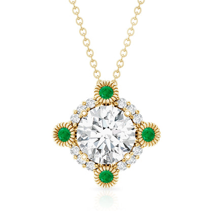 Lab Grown Diamond Bridal Necklace With Emerald