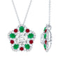 Lab Grown Diamond Cocktail Necklace With Emerald Ruby