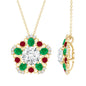 Lab Grown Diamond Cocktail Necklace With Emerald Ruby