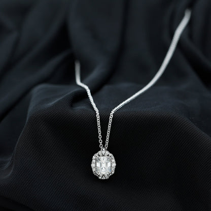 Certified 1.8 Carat Emerald Cut Lab Grown Diamond Statement Necklace With Halo