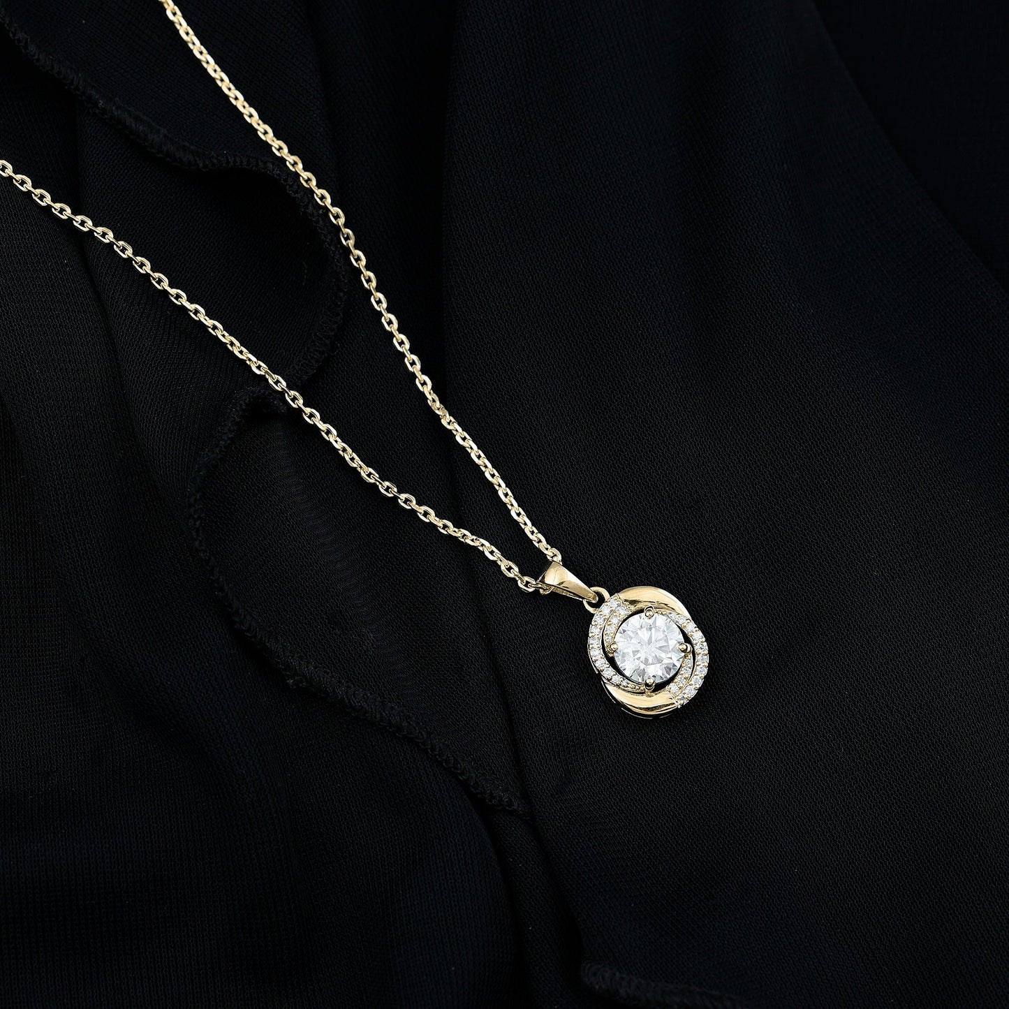 Prong Set 2 Carat Round Lab Grown Diamond Swirl Pendant Necklace