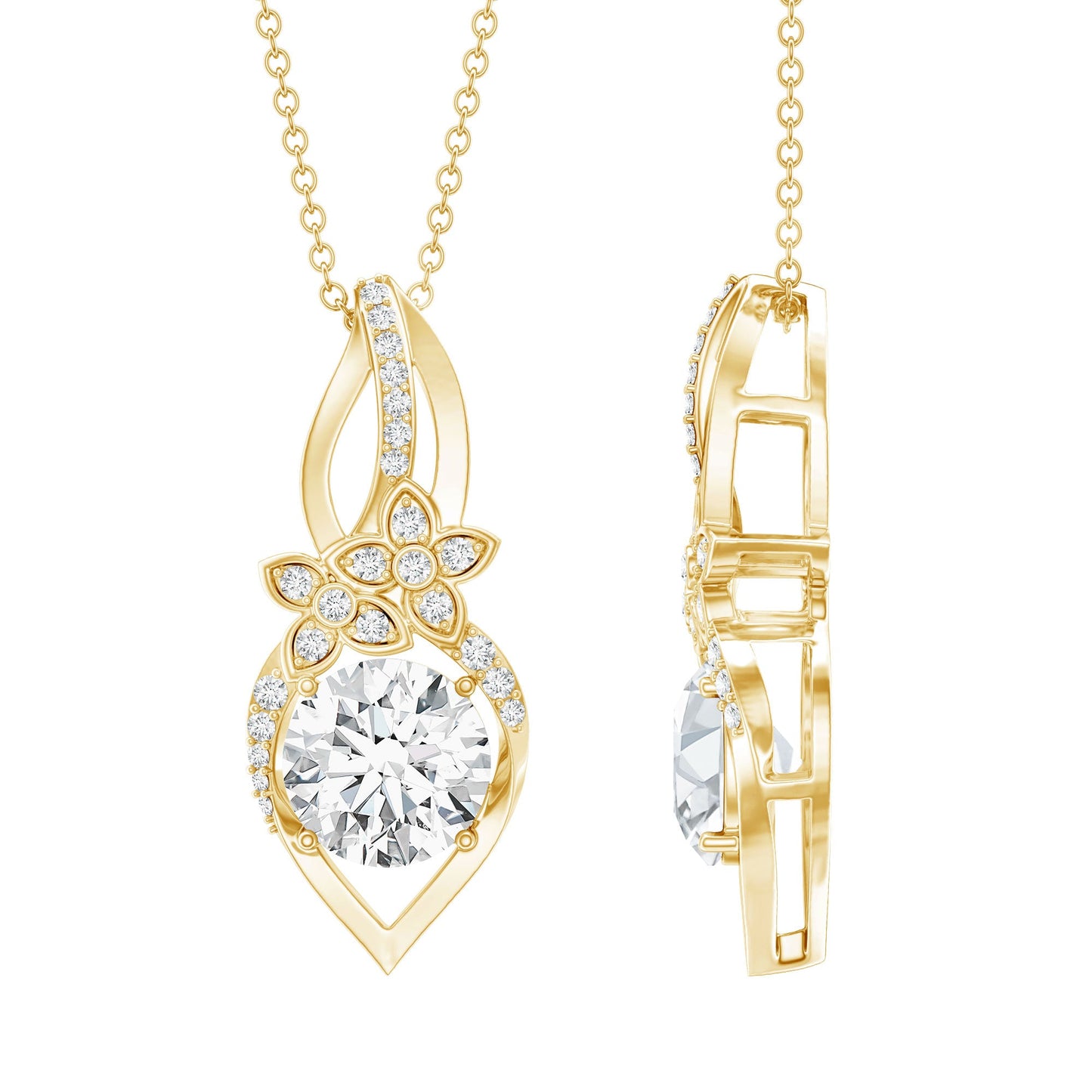 Lab Grown Diamond Flower Statement Necklace