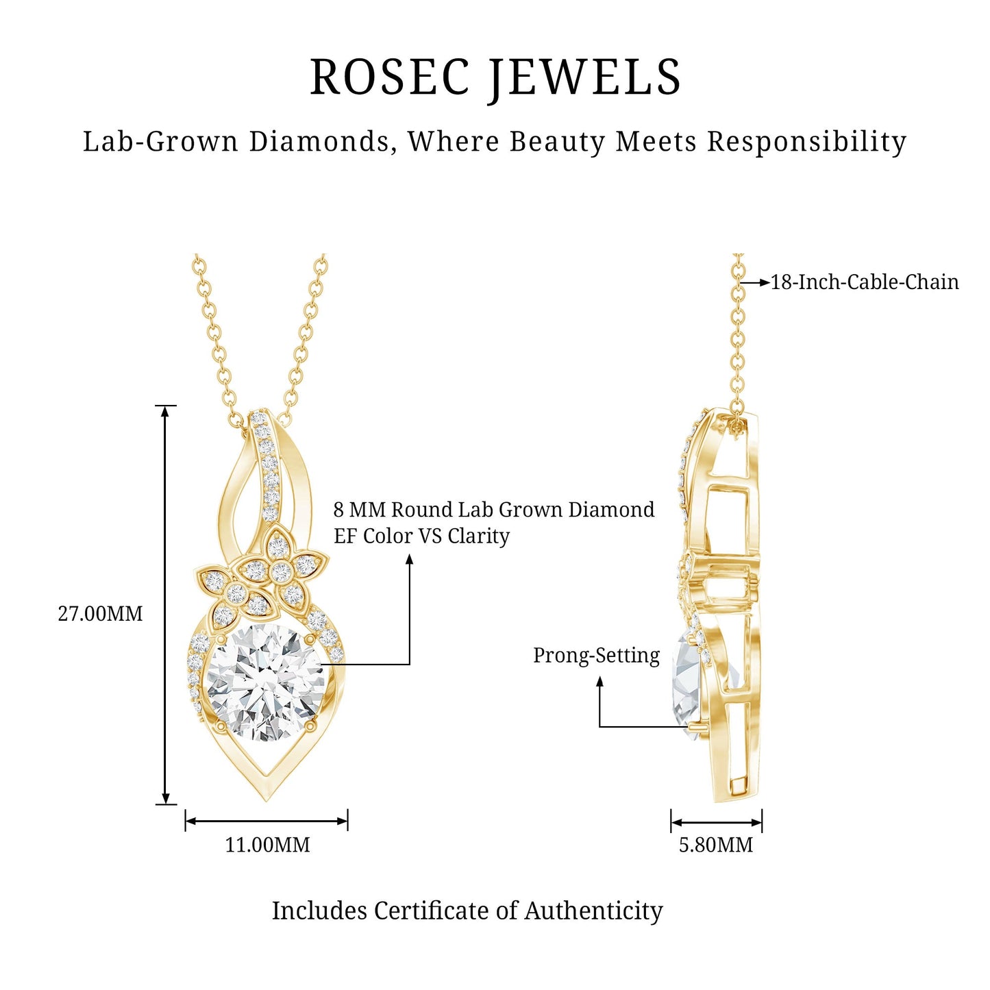 Lab Grown Diamond Flower Statement Necklace