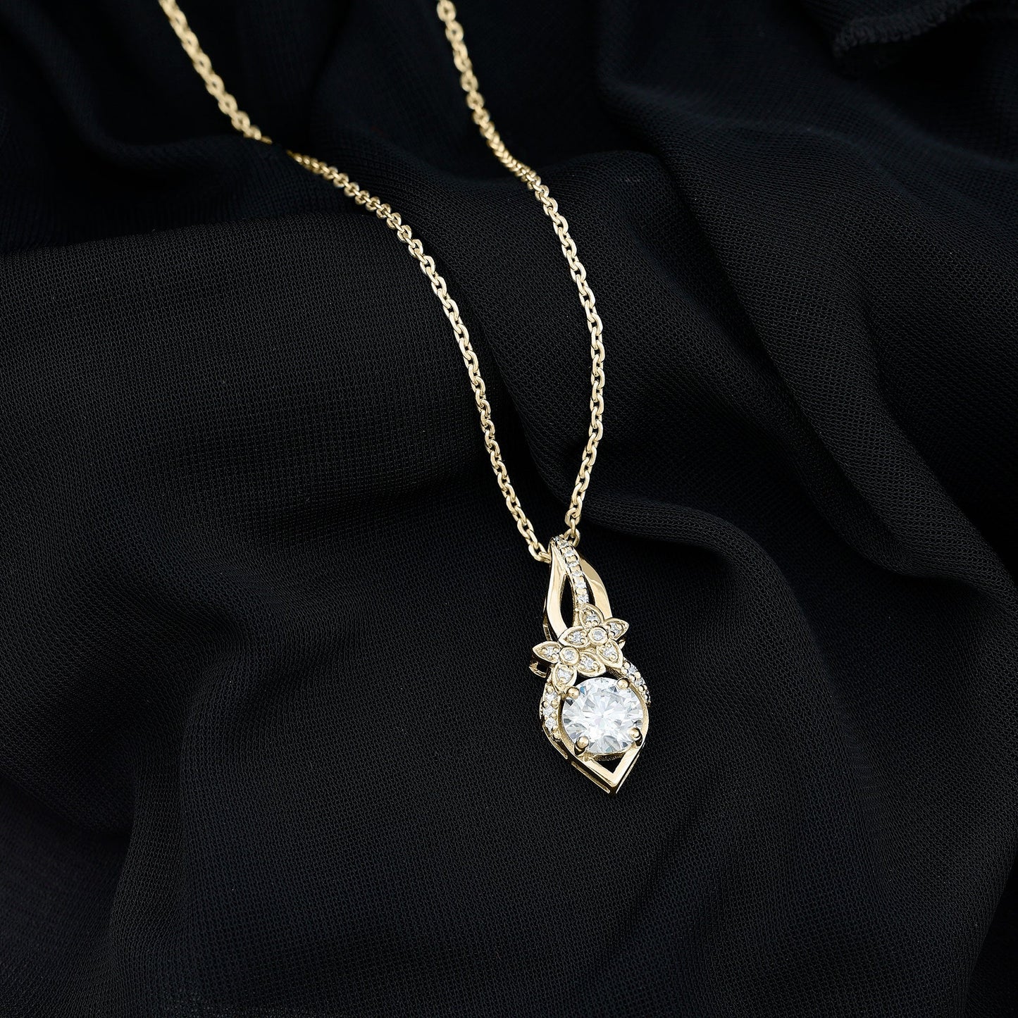 Lab Grown Diamond Flower Statement Necklace