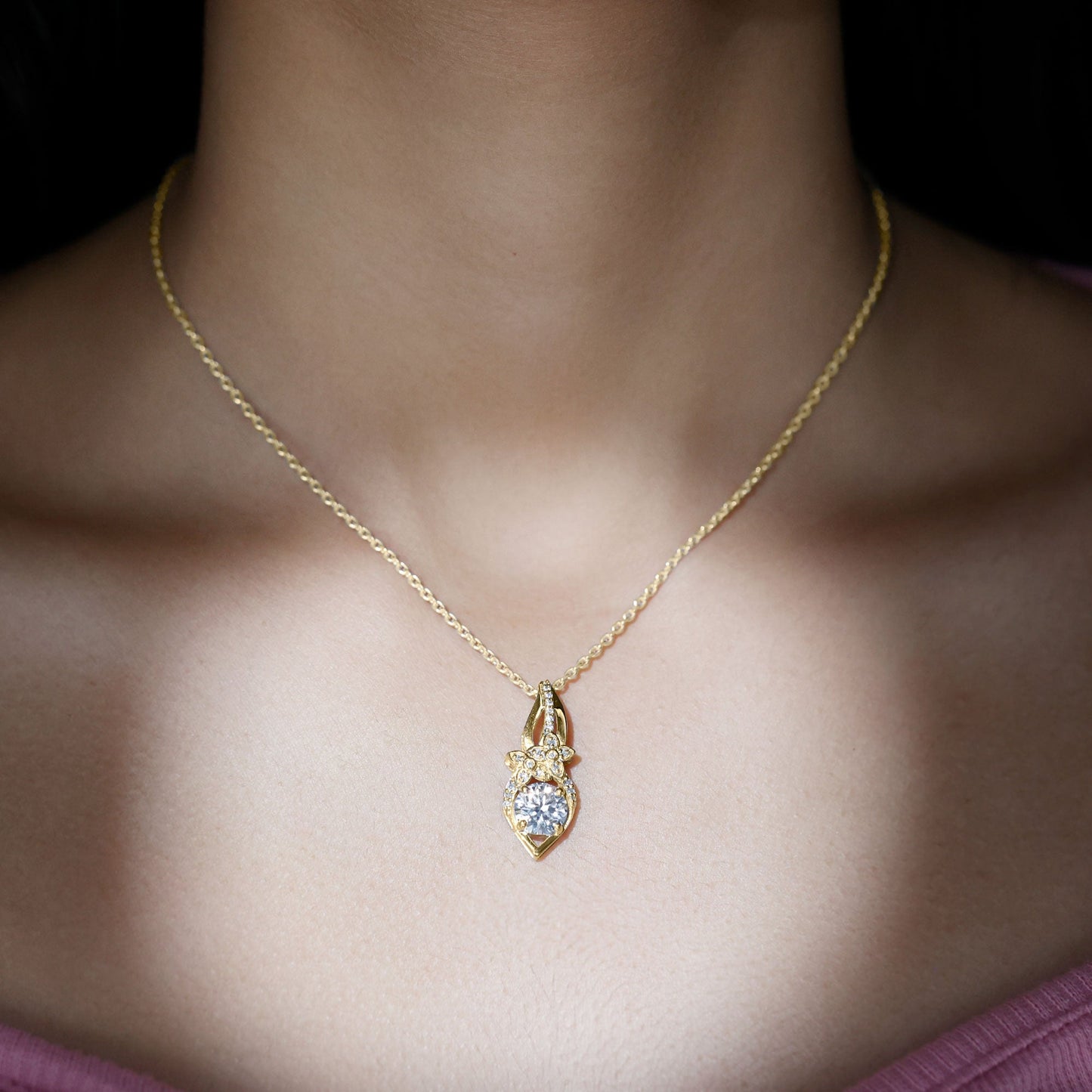 Lab Grown Diamond Flower Statement Necklace
