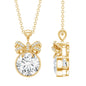 Bezel Set Lab Grown Diamond Solitaire Necklace With Cute Bow