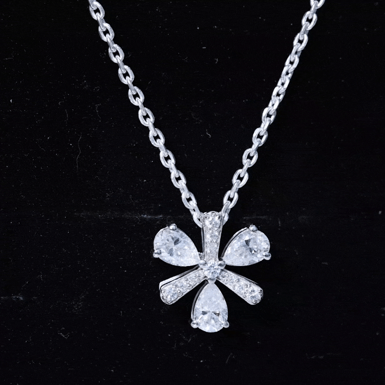 Certified Pear Shape Lab Grown Diamond Flower Pendant Necklace