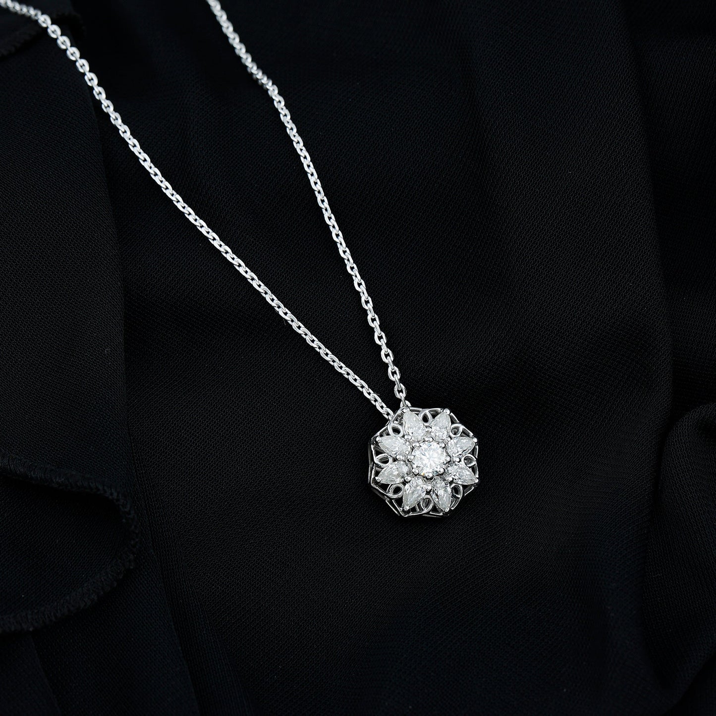 Lab Grown Diamond Statement Flower Necklace