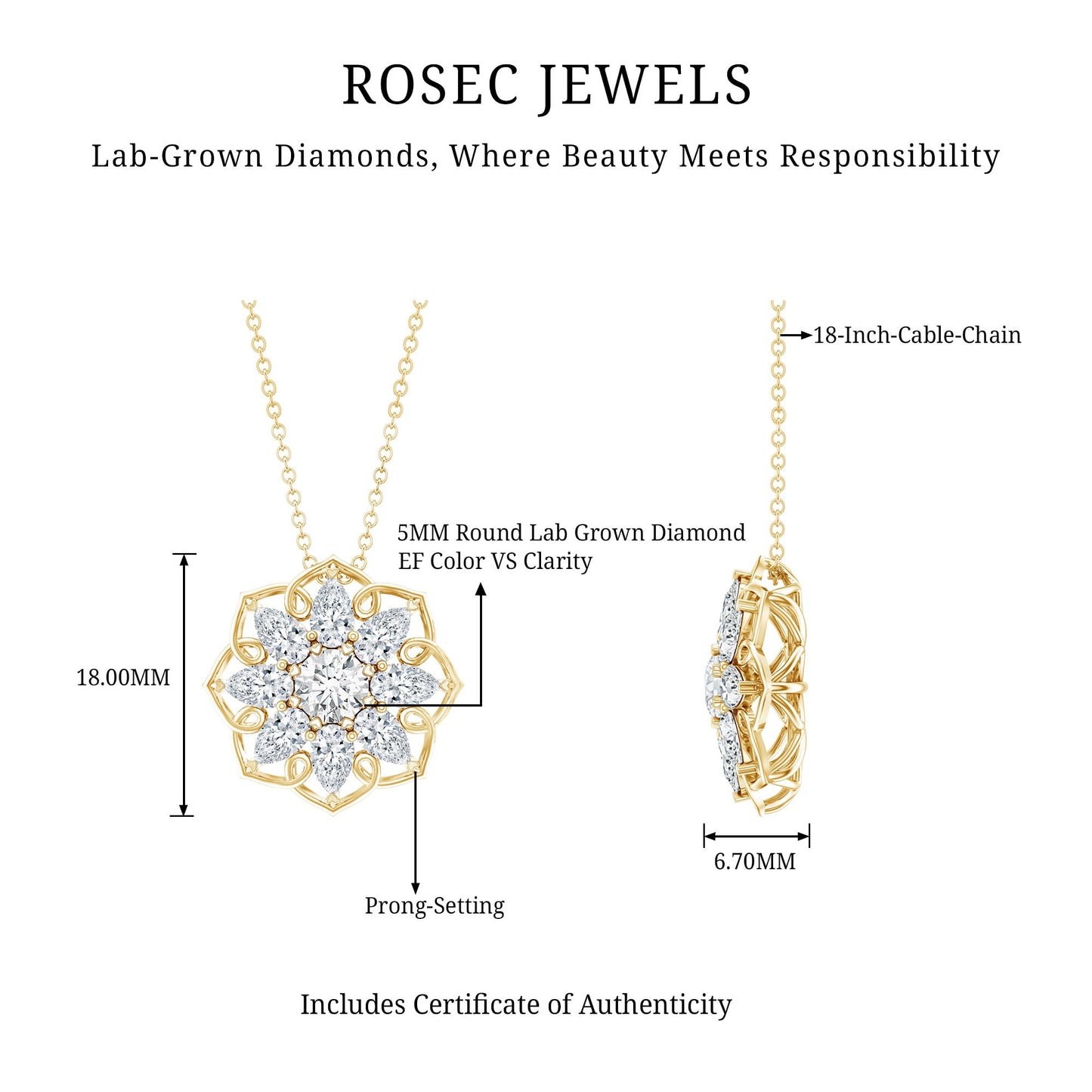 Lab Grown Diamond Statement Flower Necklace