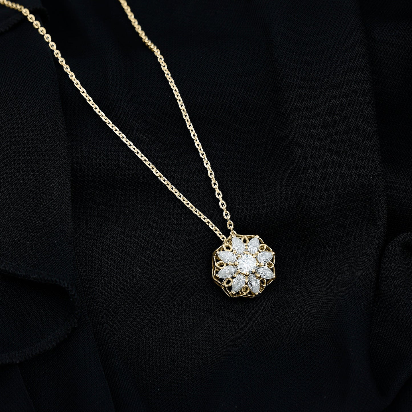 Lab Grown Diamond Statement Flower Necklace