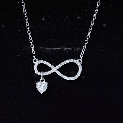 Pave Set Lab Grown Diamond Infinity Heart Charm Necklace