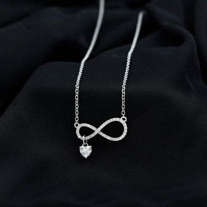 Pave Set Lab Grown Diamond Infinity Heart Charm Necklace