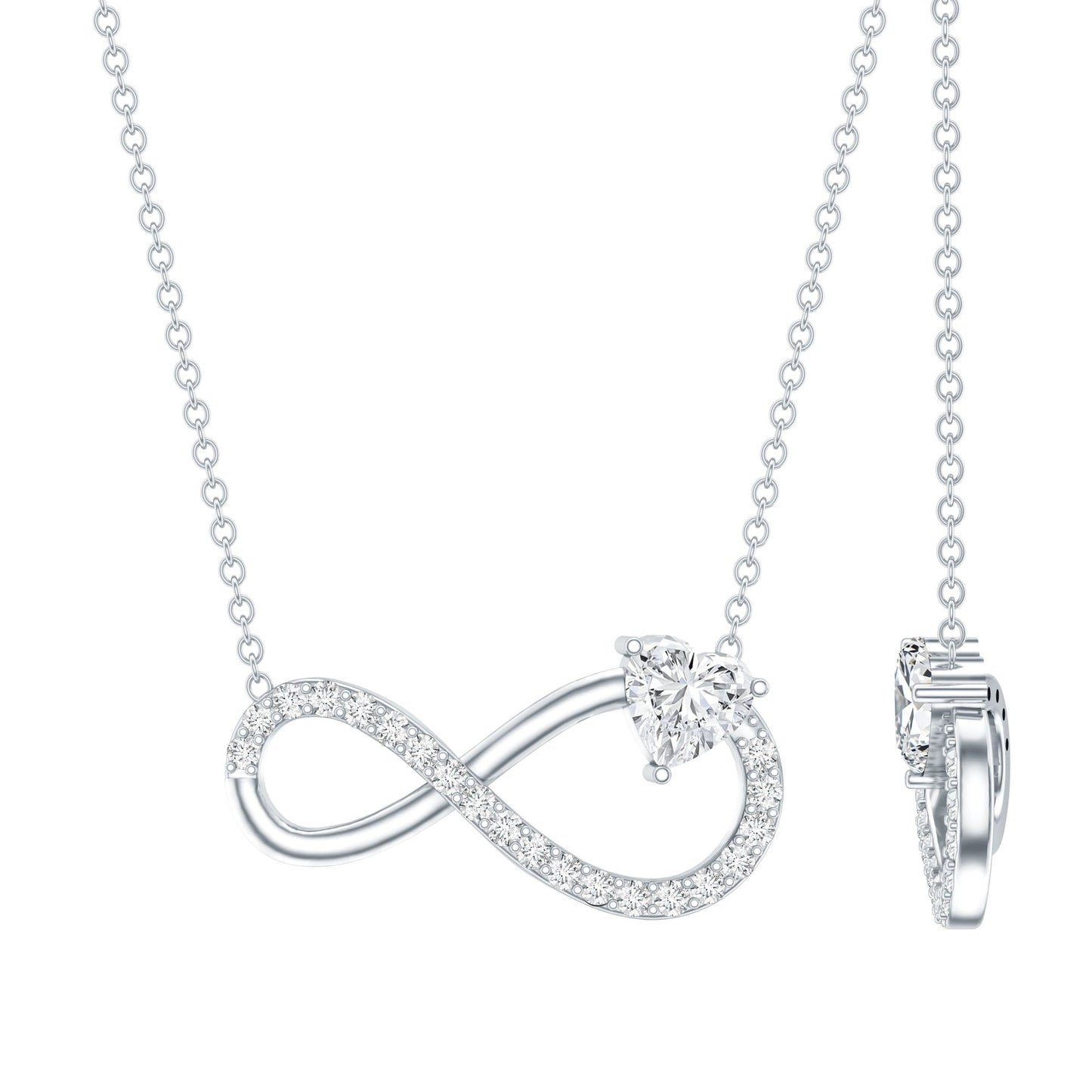 Lab Grown Diamond Infinity Heart Necklace For Women