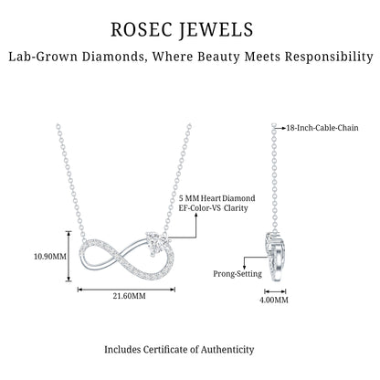 Lab Grown Diamond Infinity Heart Necklace For Women
