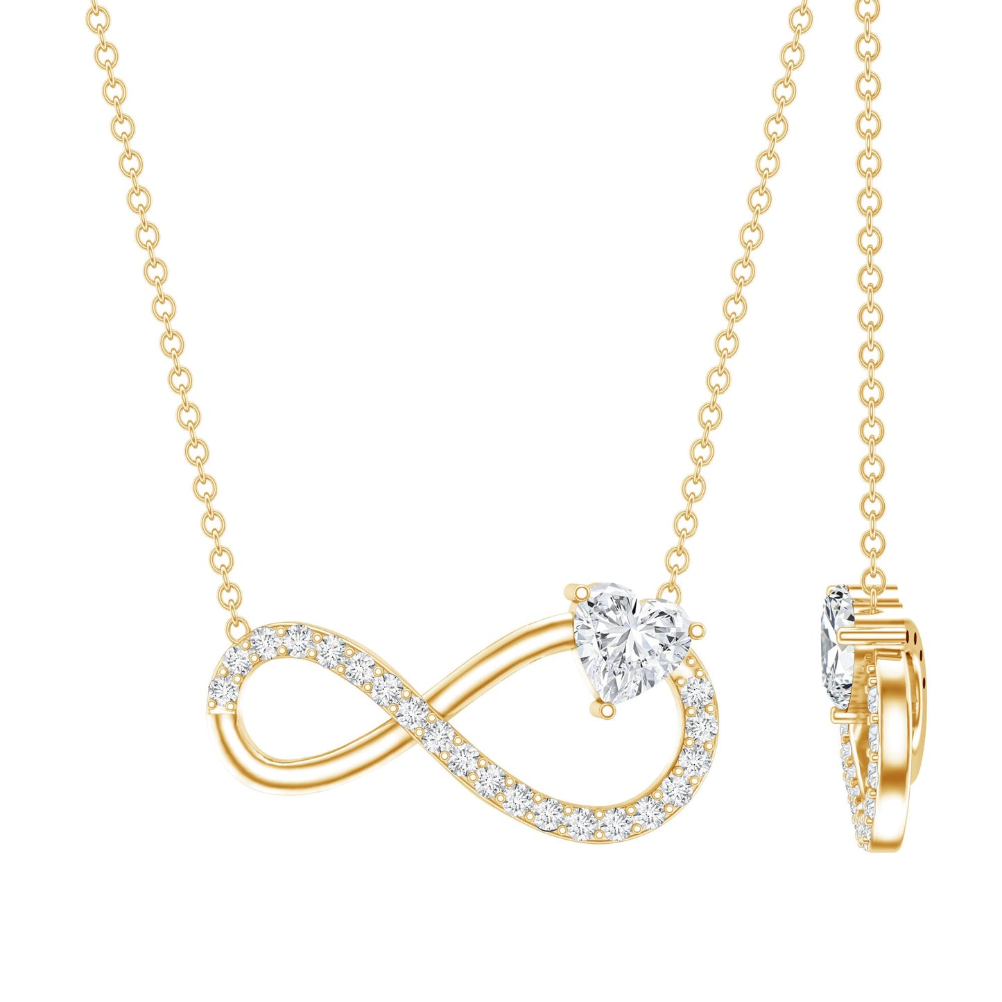 Lab Grown Diamond Infinity Heart Necklace For Women
