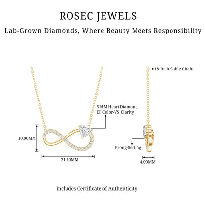Lab Grown Diamond Infinity Heart Necklace For Women