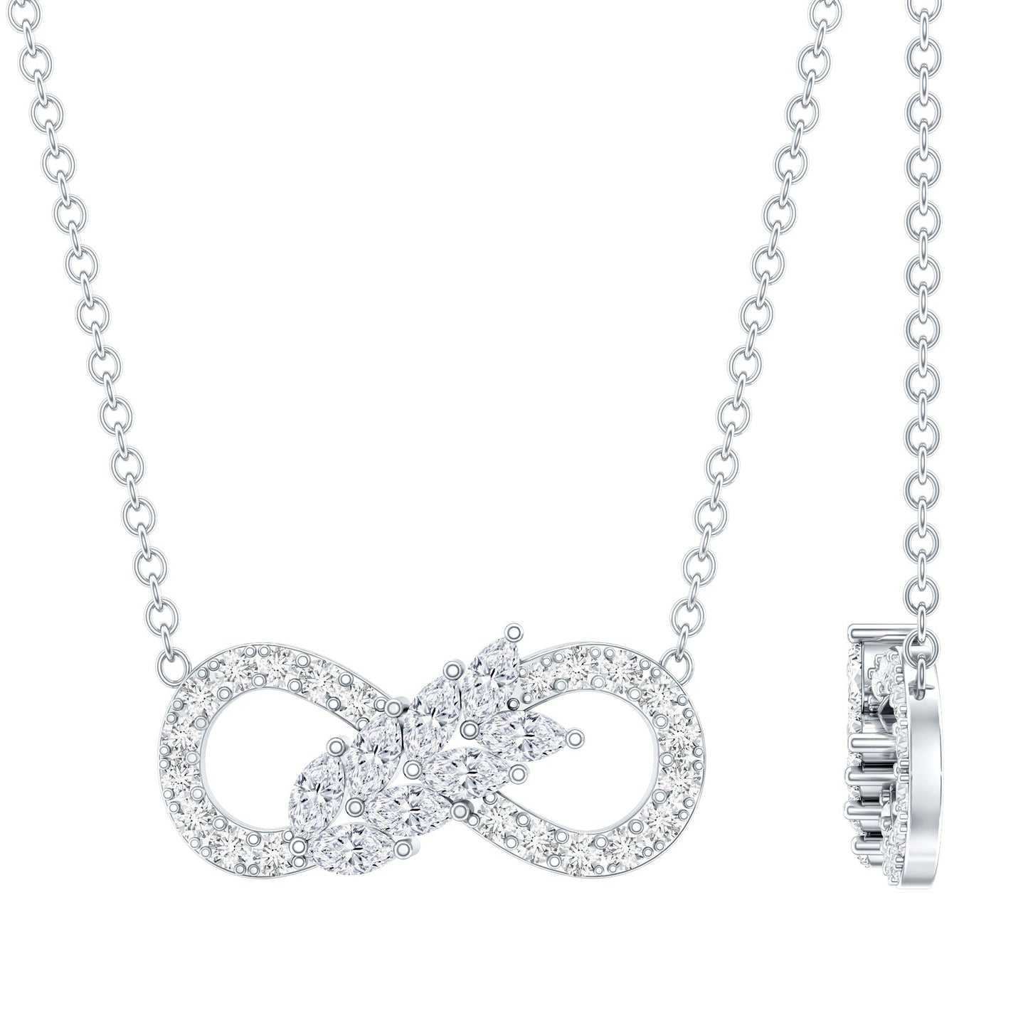 Lab Grown Diamond Infinity Love Knot Necklace For Women