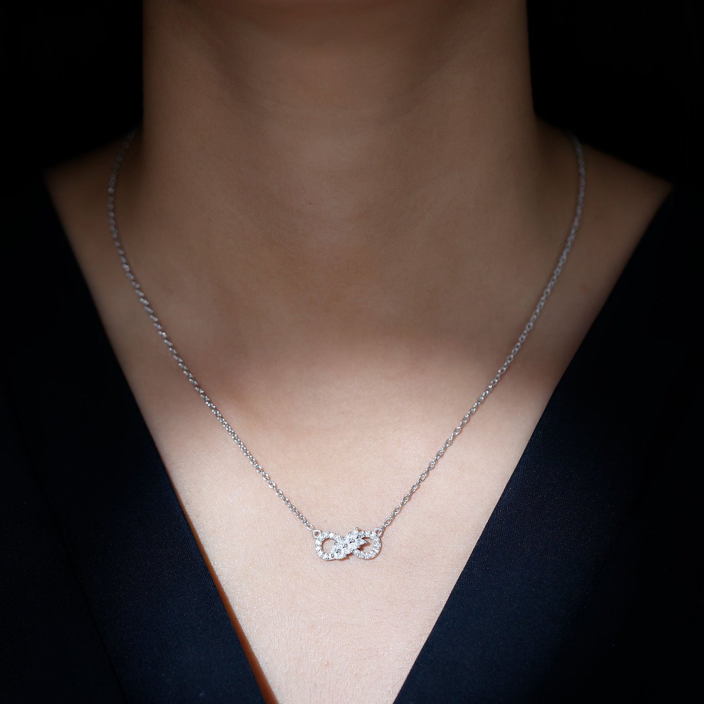 Lab Grown Diamond Infinity Love Knot Necklace For Women