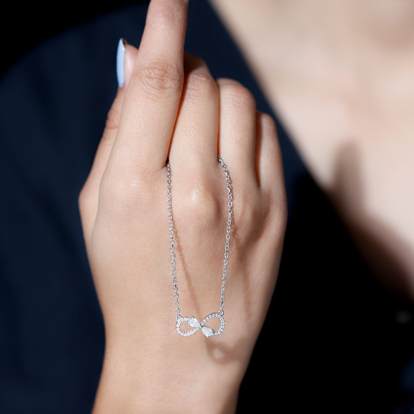 Lab Grown Diamond Forever Knot Teardrop Necklace