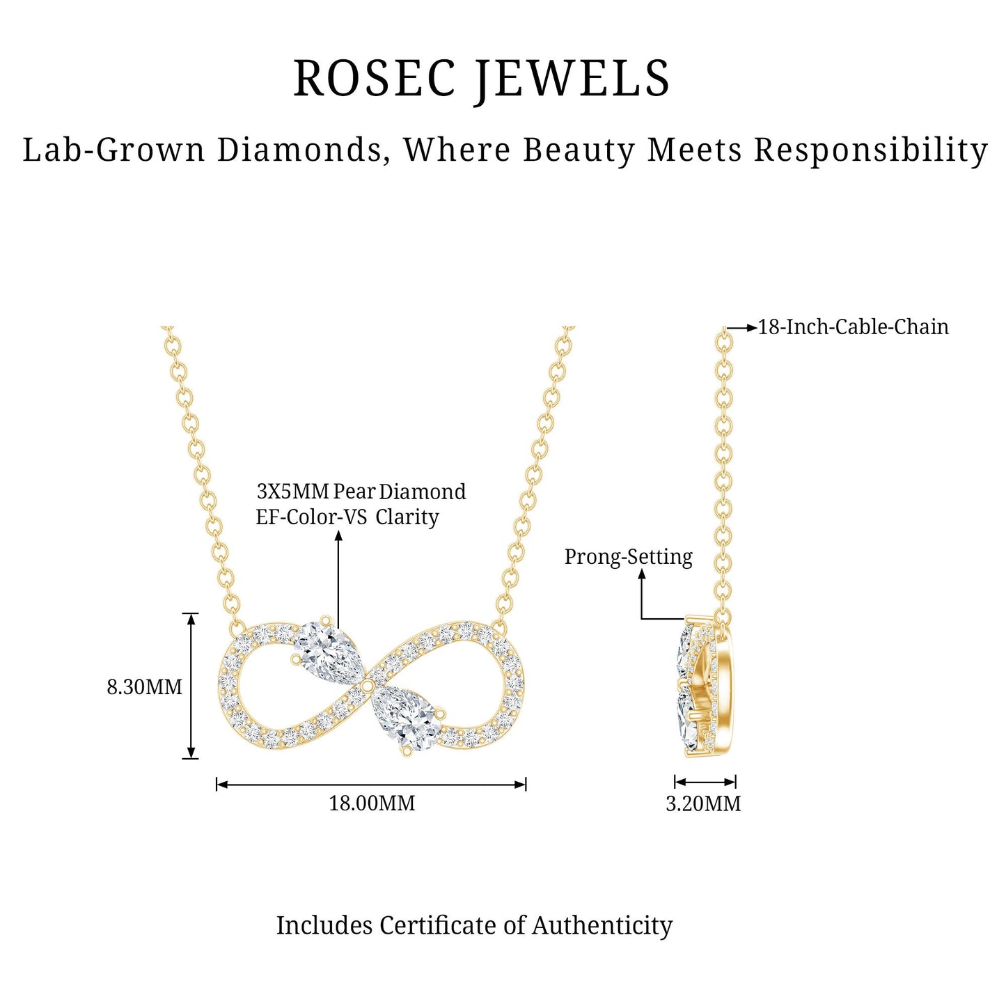 Lab Grown Diamond Forever Knot Teardrop Necklace