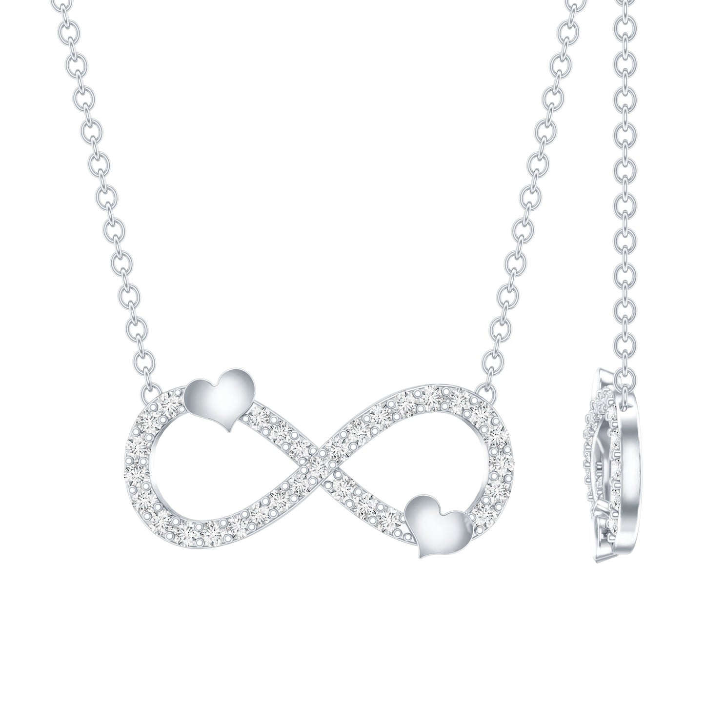 Lab Grown Diamond Infinity Knot Necklace With Cute Heart