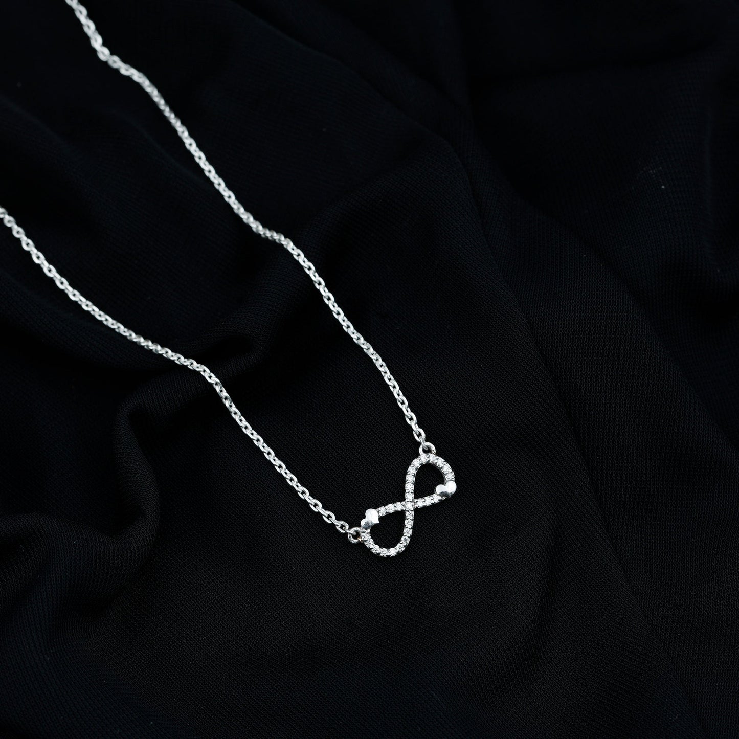 Lab Grown Diamond Infinity Knot Necklace With Cute Heart