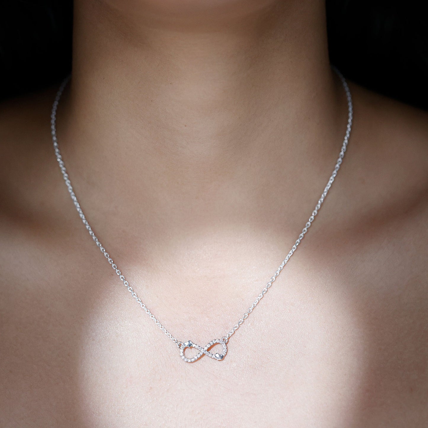 Lab Grown Diamond Infinity Knot Necklace With Cute Heart