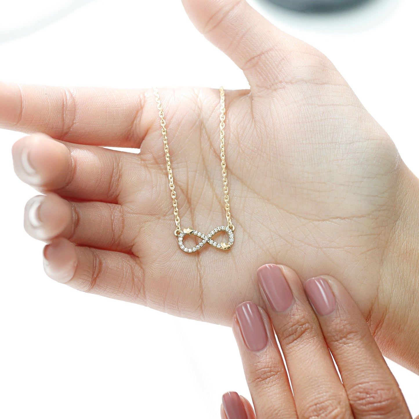 Lab Grown Diamond Infinity Knot Necklace With Cute Heart
