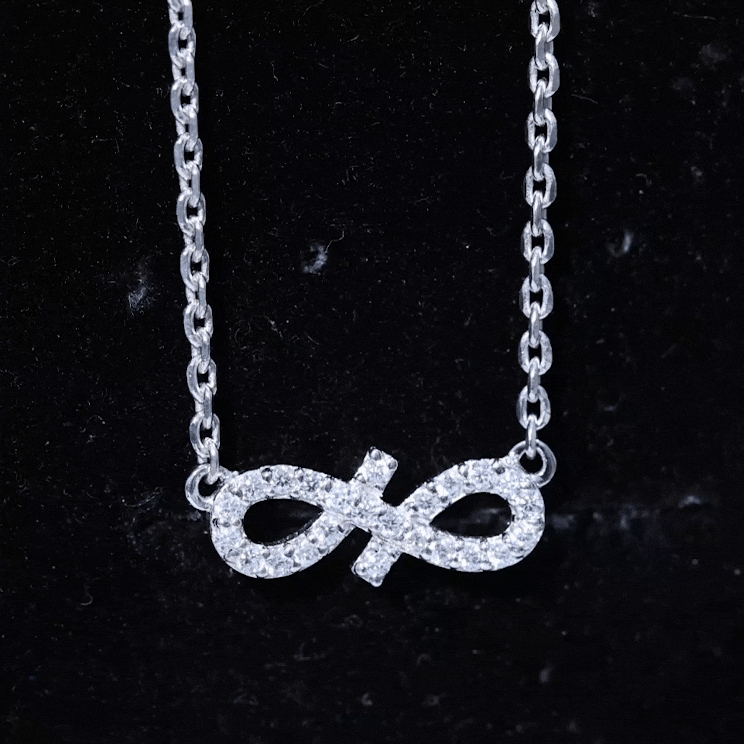 Pave Set Lab Grown Diamond Sideways Infinity Necklace