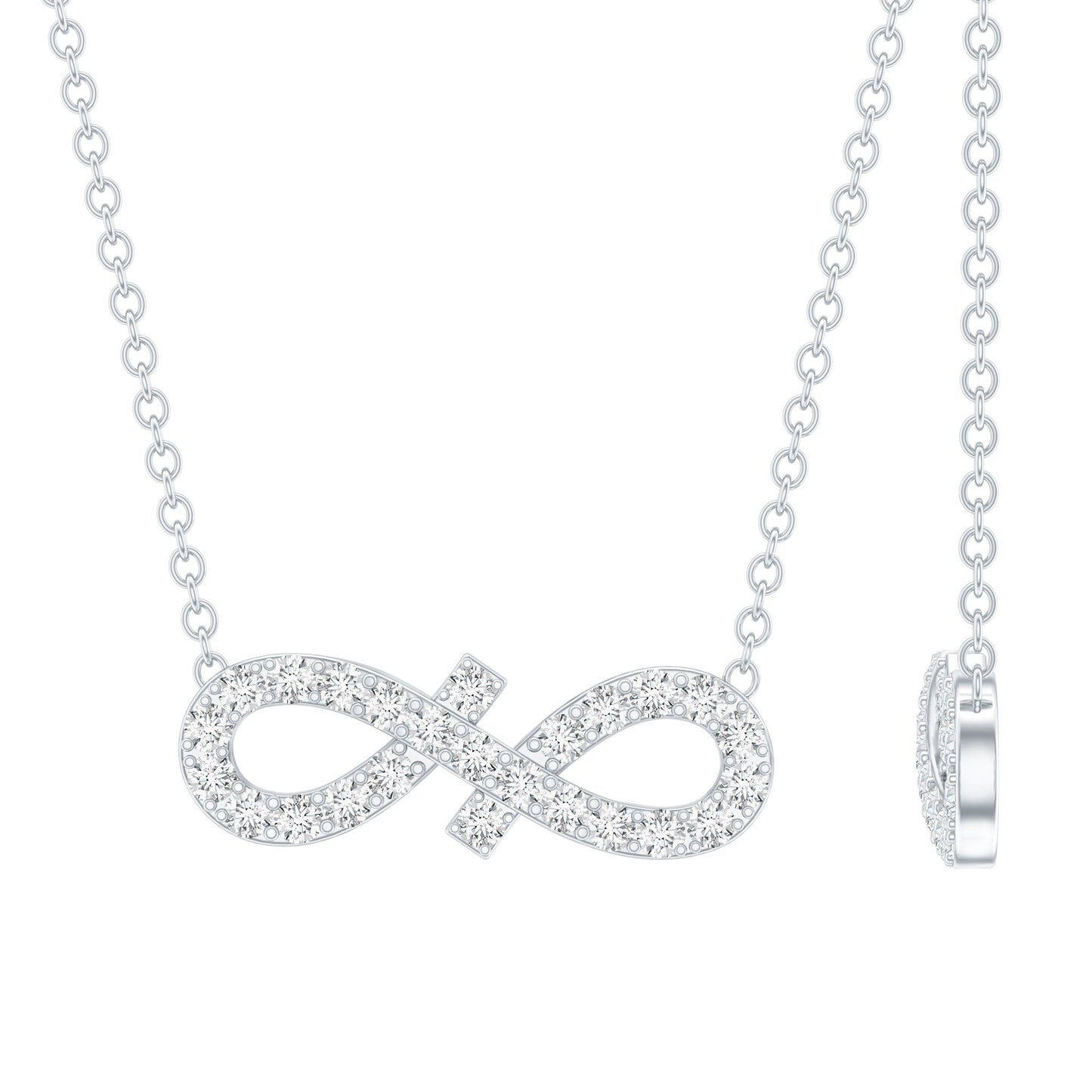 Pave Set Lab Grown Diamond Sideways Infinity Necklace