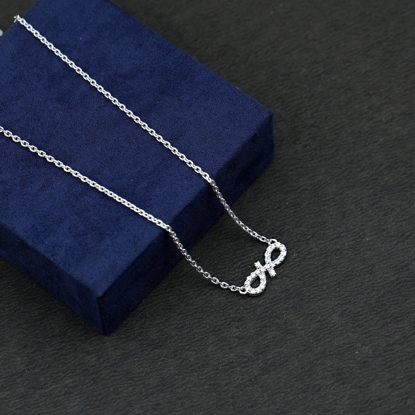 Pave Set Lab Grown Diamond Sideways Infinity Necklace