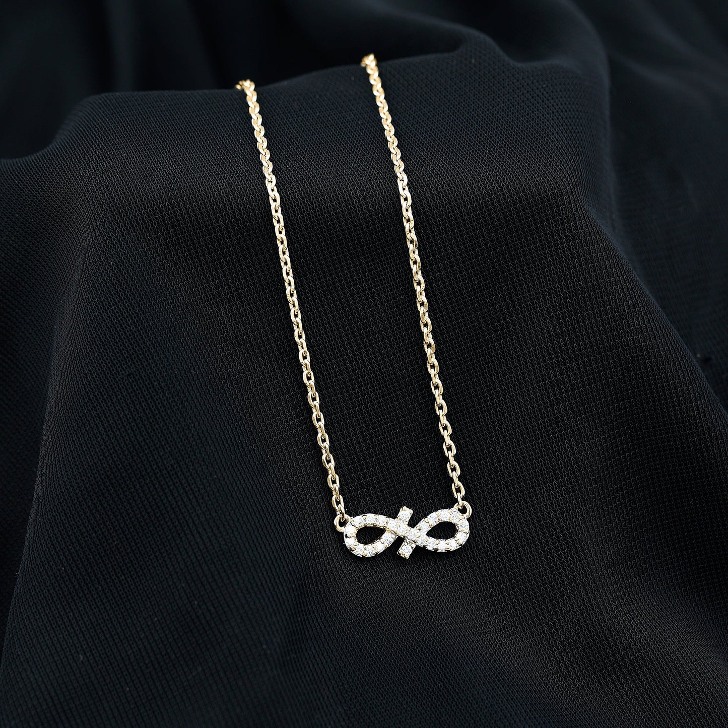 Pave Set Lab Grown Diamond Sideways Infinity Necklace