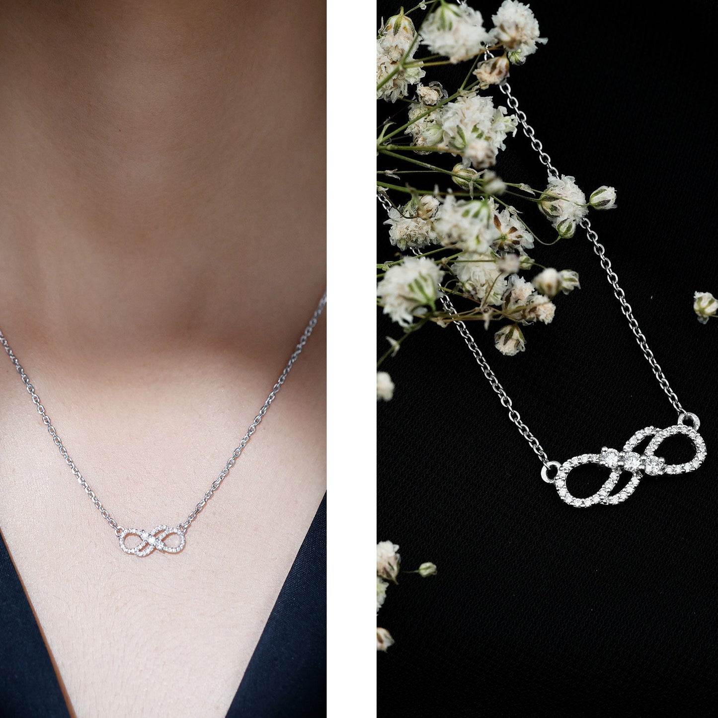Certified Lab Grown Diamond Double Infinity Symbol Necklace