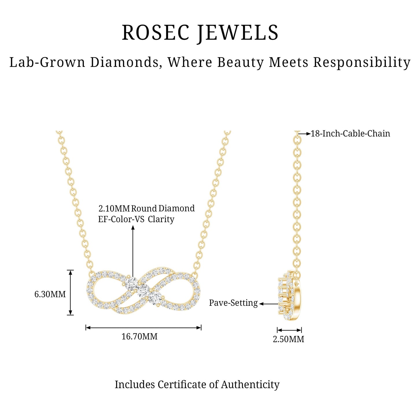 Certified Lab Grown Diamond Double Infinity Symbol Necklace