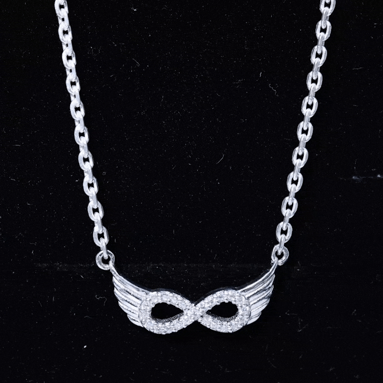 Sideways Pave Set Lab Grown Diamond Angel Wing Necklace