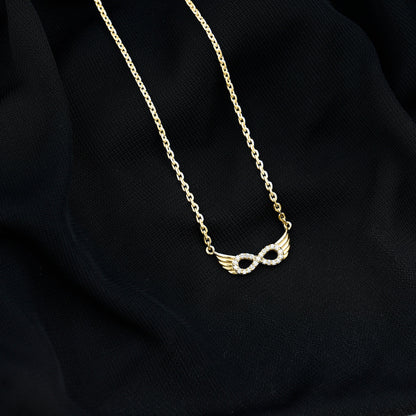 Sideways Pave Set Lab Grown Diamond Angel Wing Necklace
