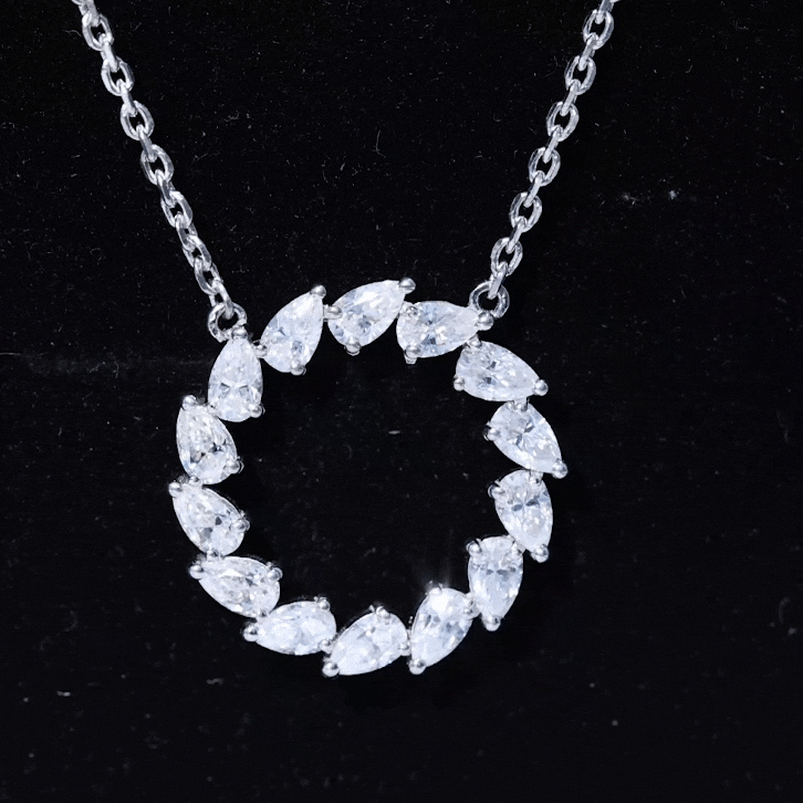 Certified Lab Pear Diamond Eternity Circle Necklace