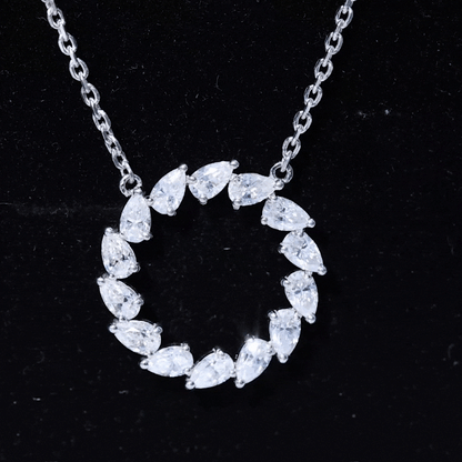 Certified Lab Pear Diamond Eternity Circle Necklace
