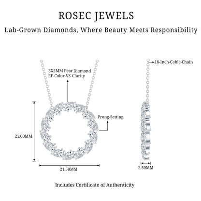 Certified Lab Pear Diamond Eternity Circle Necklace