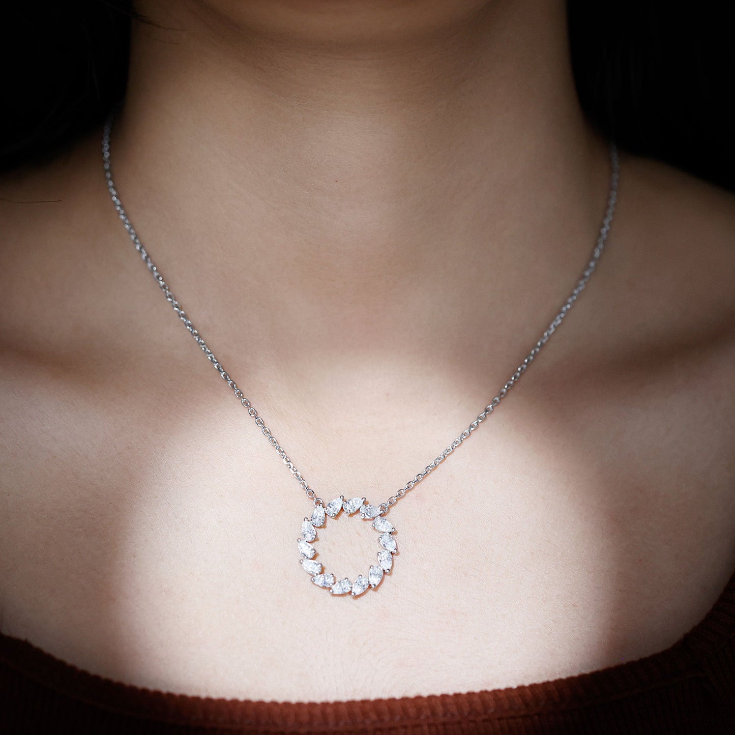 Certified Lab Pear Diamond Eternity Circle Necklace
