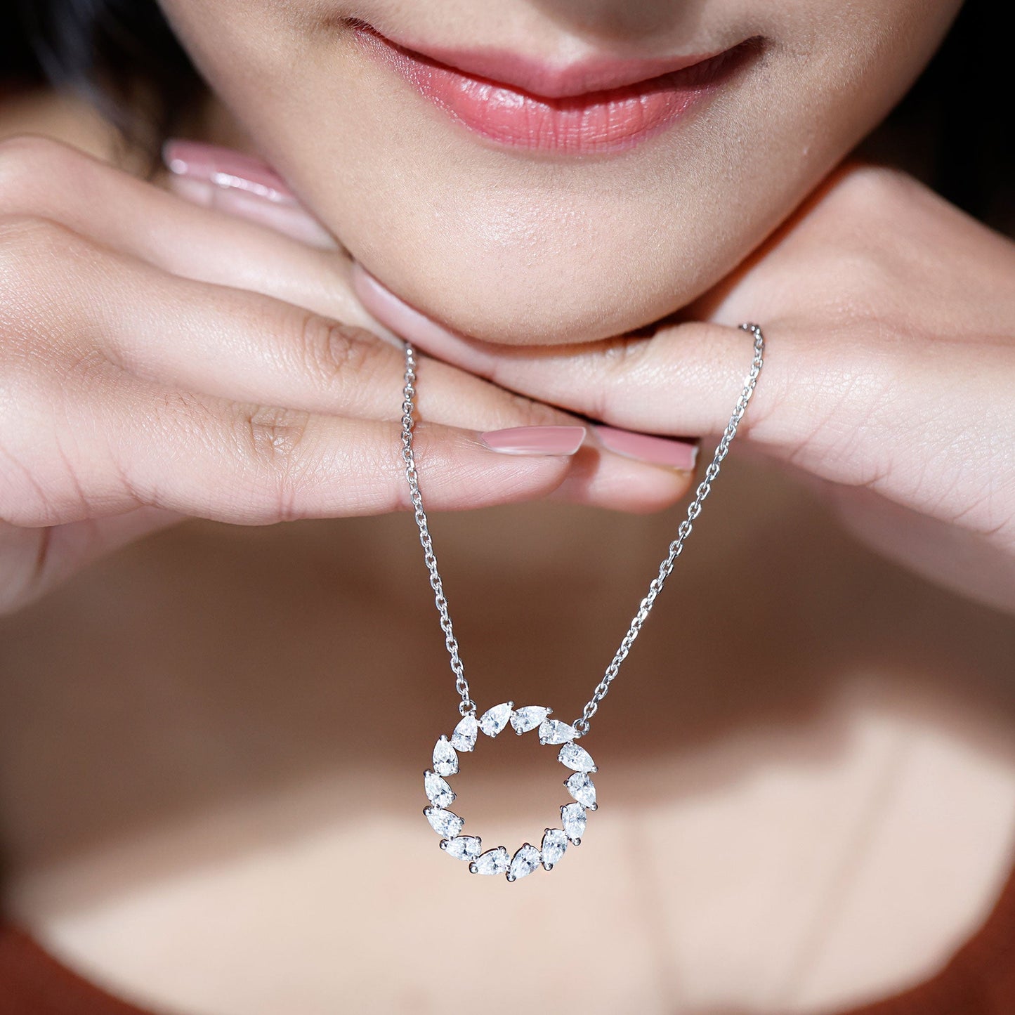 Certified Lab Pear Diamond Eternity Circle Necklace
