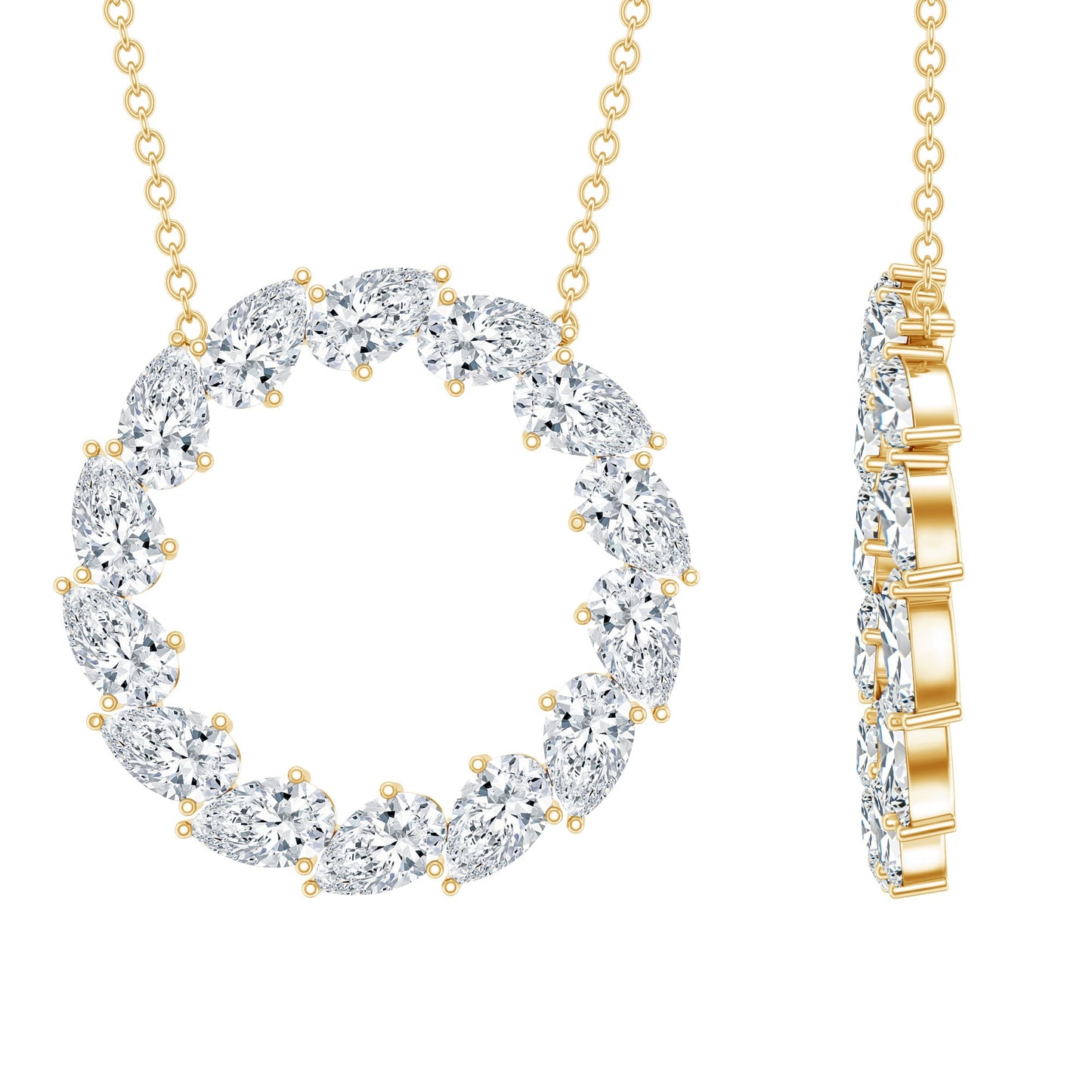 Certified Lab Pear Diamond Eternity Circle Necklace